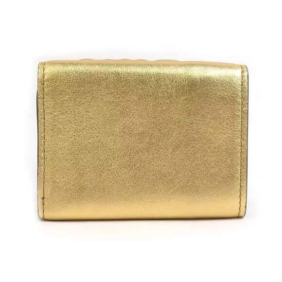 Auth FENDI Trifold Wallet Gold Leather - h30934g - Picture 3 of 12